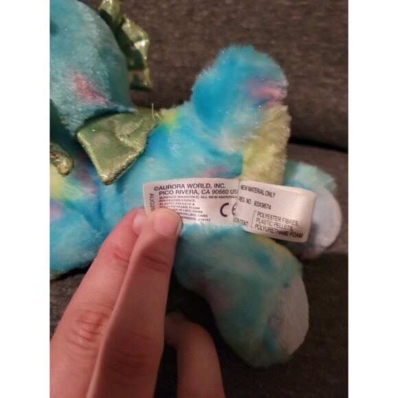 Aurora Bright Fancies 7" Sprinkles Dragon Blue Plush Stuffed Animal - Picture 2 of 5